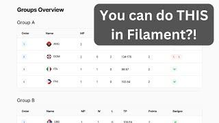 Filament: Sports Standings Tables with Livewire and Blade