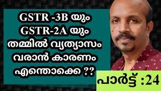 GST MALAYALAM |GSTR-3B & 2A തമ്മിൽ വ്യത്യാസം ???REASONS FOR THE DIFFERENCE BETWEEN GSTR-3B & GSTR-2A