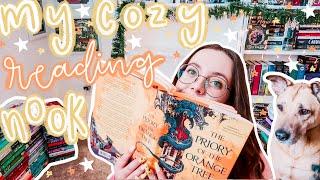 let's set up my bookshelves + create a cozy reading nook | BOOKSHELF SET UP & ORGANIZATION ft. Dreo