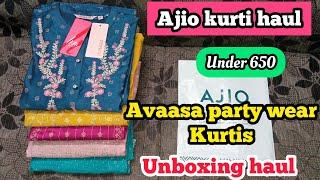 Ajio unboxing haul | Avaasa party wear kurtis under 650 #ajio #kurtihaul #viral #youtube