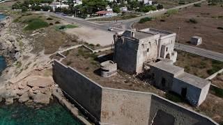 Riprese con drone sullo splendido mare a  Torre Ovo, Torricella, Taranto, Puglia