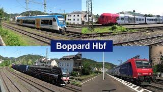 Trains at Boppard Hbf with SÜWEX, Hunsrückbahn, ICE, Desiro ML, Transregio Mireo, freight trains