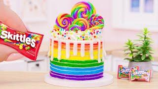 Satisfying Miniature Rainbow Lollipop Cake Decorating - Easy Rainbow Cake Recipe | Mini Bakery