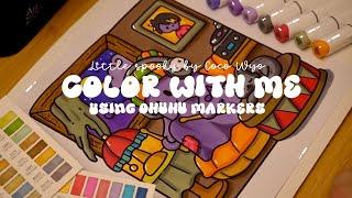 Color with me (ASMR)  'Little Spooky' by Coco Wyo using Ohuhu markers ️ #adultcoloring #asmr