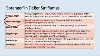 Spranger'in Değer Sınıflaması - EKYS Değerler Eğitimi