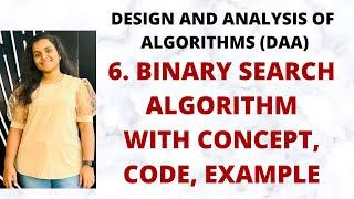 Binary Search Algorithm - Concept, Code, Example, Time Complexity |L-6||DAA|