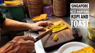 SINGAPORE STREET FOOD - BEST KOPI AND TOAST - AH SENG (HAI NAM) COFFEW - AMOY STREET FOOD CENTRE