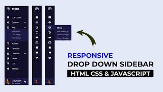 Responsive Dropdown Sidebar Menu using HTML CSS and JavaScript