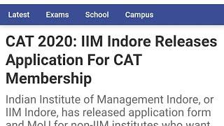 CAT 2020 will happen. Official Indication by IIM Indore. Releases CAT Membership forms for non IIMs