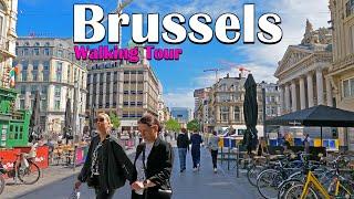 Brussels, Belgium   - Walking Tour 4K - Walk in Downtown Brussels - April 2024