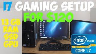 ($120) ENTIRE GAMING COMPUTER SETUP for CHEAP! I7 13GB RAM SSD GPU