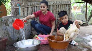 Mommy and son cook Hainanese chicken rice at home / Fun time eating food