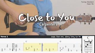 Close to you - Carpenters | Fingerstyle Guitar | TAB + Chords + Lyrics