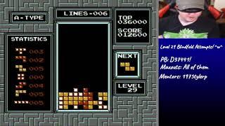 NES Tetris: 15 Lines on a Blindfolded Level 29 Start by JellyFishGaming (WR)