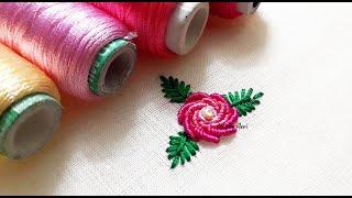 Aari Work Tutorial 87 | Shaded Bullion Rose using Silk Thread for Beginners | Sample Kurti Idea