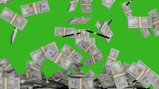 Dollar Bills Stacks Money Falling Green Screen Background Free