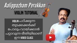 AALIPPAZHAM PERUKKAM | MY DEAR KUTTICHATHAN | Violin Tutorial | Easy Method | in  Malayalam