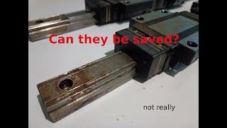 Taking a look inside THK linear guide while trying to save them