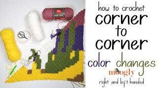 How to Crochet: Corner to Corner Color Changes (Right Handed)