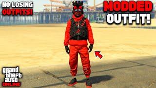 GTA 5 Online Easy Red Joggers Modded Outfit With Glitched Armor! (No Transfer)