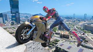 GTA 5 Iron Spiderman Motorcycle Stunts/Fails/Ragdolls (Euphoria Ragdolls) #56