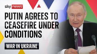 Russia's Vladimir Putin agrees to Ukraine ceasefire but lists certain conditions