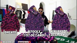 Bape Purple Camo Shark Hoodie Comparison Real vs Fake (Dhgate, StockX, Ninjahype) #fashion #haul