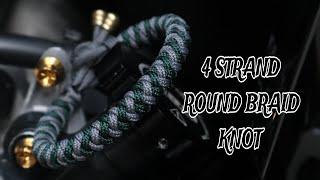 HOW TO MAKE 4 STRAND ROUND BRAID KNOT PARACORD BRACELET, EASY PARACORD TUTORIAL, DIY.