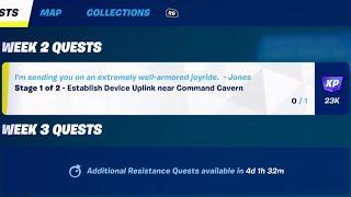 Establish Device Uplink near Command Cavern | Fortnite Battle Royale Quest Guide