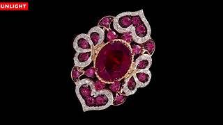 Санлайт | Роскошное золотое кольцо с рубинами и бриллиантами! Коллекция "Русские сезоны"