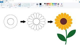 How to draw a Simple Flower in Your Computer using Ms Paint | Simple Flower Drawing.