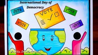 International Day of democracy drawing | Voters Awareness Drawing | Democracy Day Drawing Easy