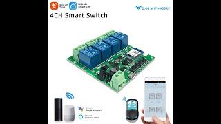 AllbeAI Tuya Smart Wifi Switch,4 channel DC 5V 12V 7-32V,inching/Self-lock/Inter lock