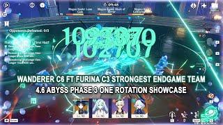Wanderer C6 ft Furina C3 Strongest Endgame Team - 4.6 Abyss Phase 3 One Rotation Showcase