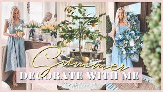 SUMMER DECORATE WITH ME // SUMMER DECORATING // LEMON DECOR + WHITE BLUE SUMMER DECOR // BALSAM HILL