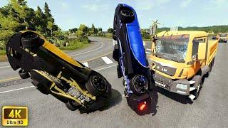 High-Impact Drama! Car Loses Control Avoiding Oncoming Vehicle in BeamNG Drive