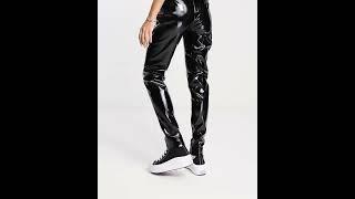 VIOLET ROMANCE High Shine Faux Leather Trousers Pants Glossy Wetlook Black Women | Asos