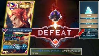 TOO STRONG! AI TRAINING: HARD MODE CAN DEFEAT REAL PLAYERS! | YU ZHONG GAMEPLAY - MLBB