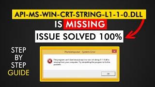 api-ms-win-crt-string-l1-1-0.dll Missing Error Solved | Adobe Photoshop api-ms missing error