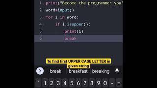 To find first UPPER CASE LETTER in given string in python