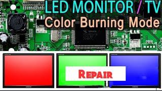 How to Repair Red Green Blue White Colour Burning problem in Hp led monitor & Tv ! RGB colour issue