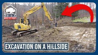 Excavation On A Hillside Slope For A Modular Home