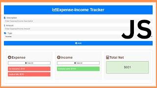 JavaScript Project Tutorial - How To Create an Expenses And Incomes Tracker App Using JavaScript