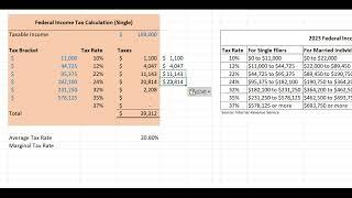 Calculating Federal Income Taxes Using Excel | 2023 Tax Brackets