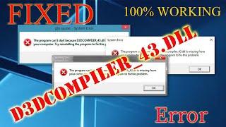 How to Fix D3DCompiler_43.dll Missing Error Windows 10/8/7|Methord 01|