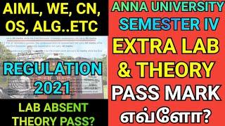 Anna University Theory Course with Laboratory Components Pass Marks | Regulation 2021 Pass Mark | AU