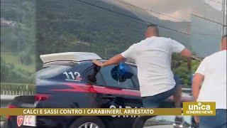 Calci e sassi contro i carabinieri, arrestato