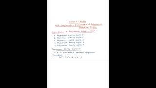 CBSE - G9 - 2.3 Polynomials - Classification of Polynomial Based on Degree