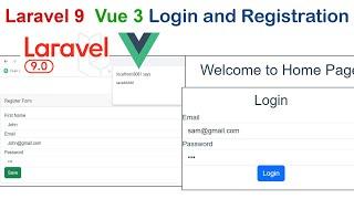 Login Registration Form Restful Api Using Laravel 9 and  Vue 3