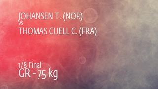 1/8 GR - 75 kg: T. JOHANSEN (NOR) df. C. THOMAS CUELL (FRA) by FALL, 9-2